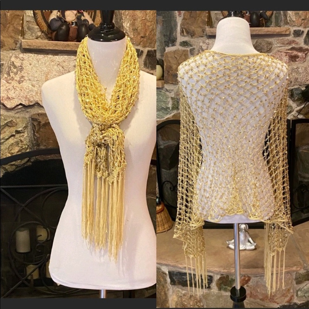 Gold sequin wrap scarf